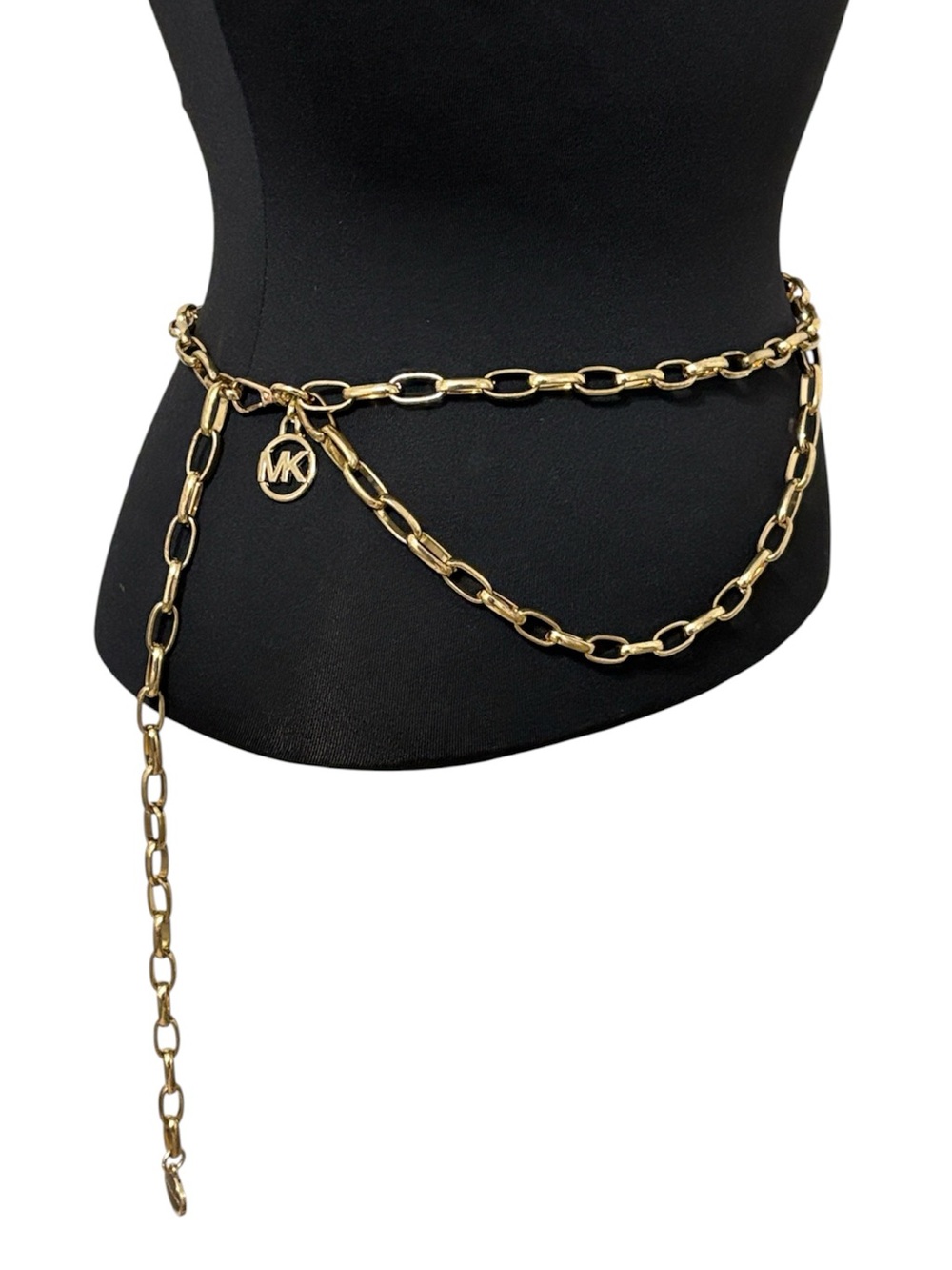 Michael Kors Gold Chain-Link Draped Waist Belt with MK Charm